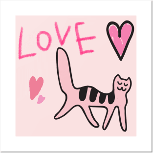 I LOVE PINK, PINK CAT Posters and Art